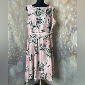 JH  Blush Pink Dress with Black Flowers Size 16